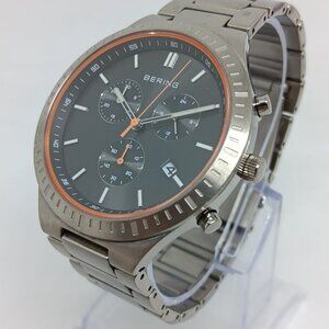 Bering 11743-709 Titan Chrono Men's 43mm Brushed Titanium Japanese Quartz Watchv